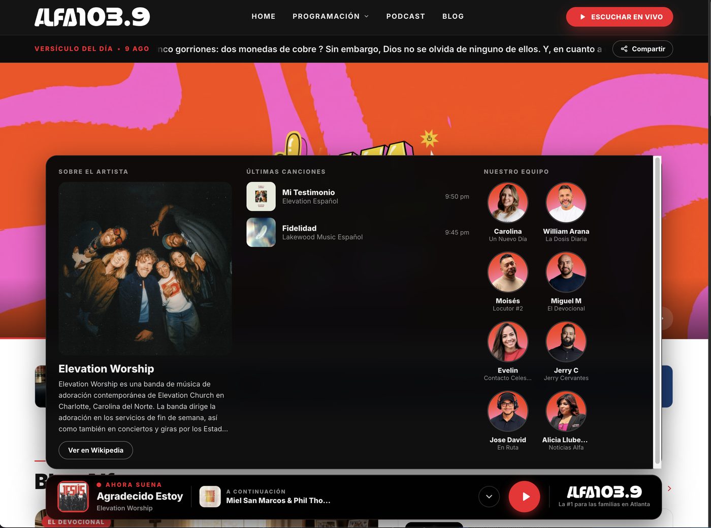 Website design for Alfa 103.9 FM