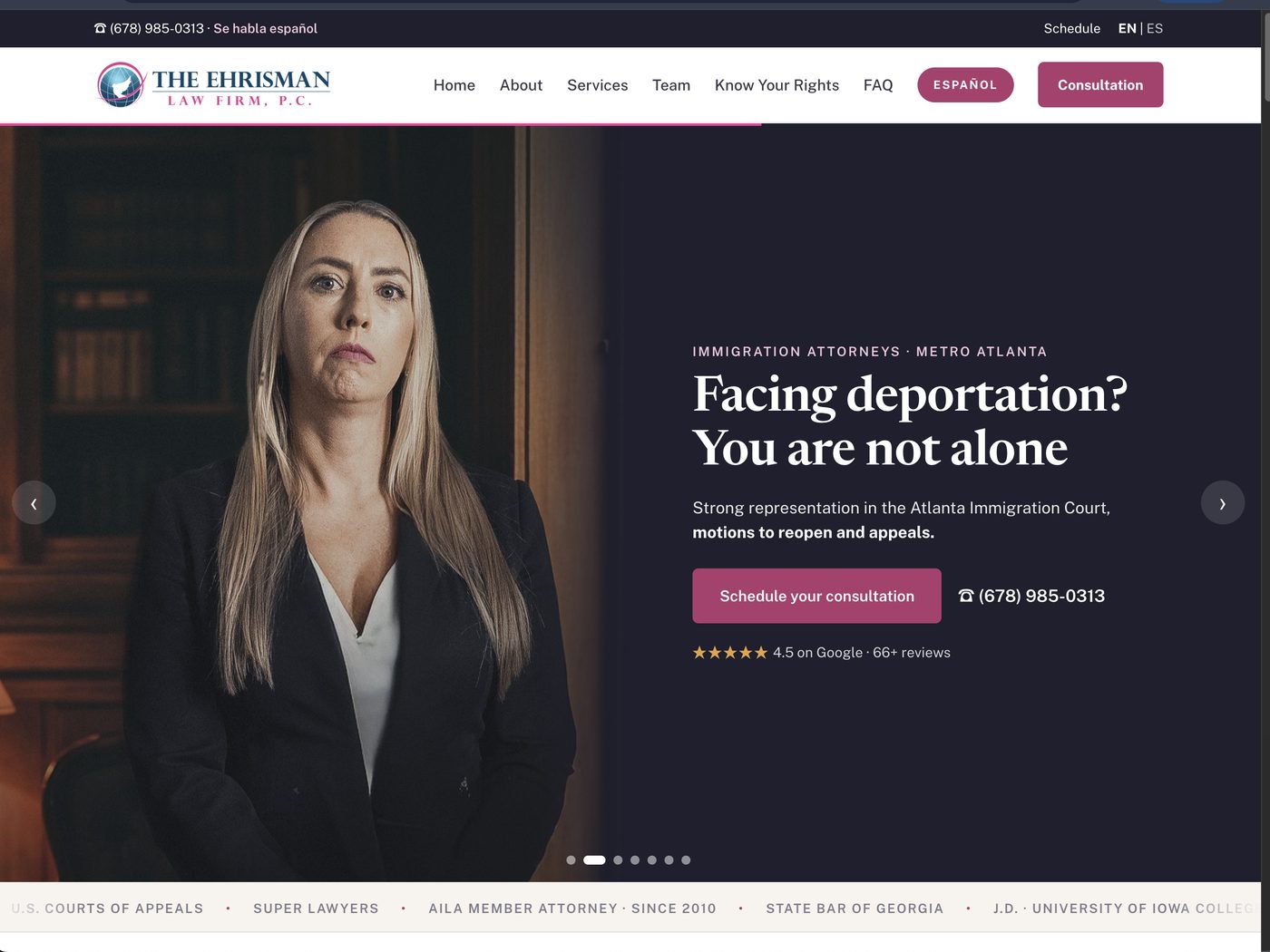 Website and UX/UI for The Ehrisman Law Firm