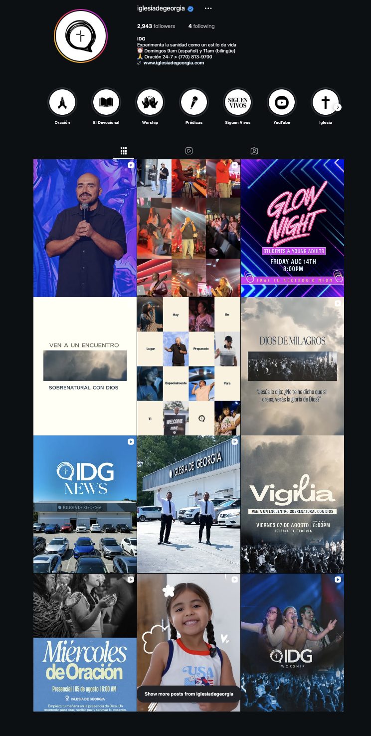 Social media content for Iglesia de Georgia